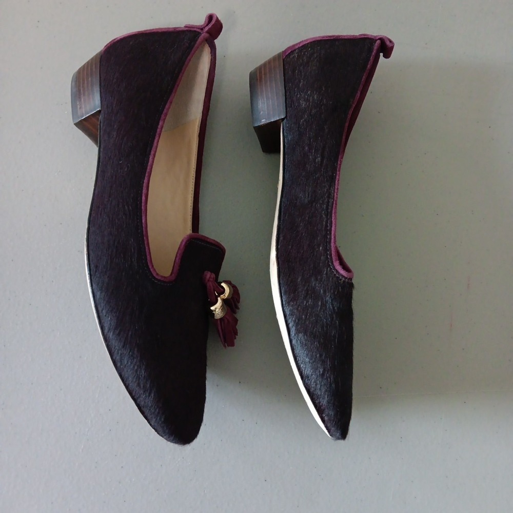 VC Signature Nancy Shoes Women 6B Purple HIDE Leather Tassels Heels Quite Luxury - Picture 5 of 10